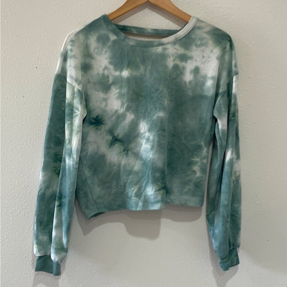 Teal open back Tie-Dye Women's Sweatshirt - Picture 4 of 10